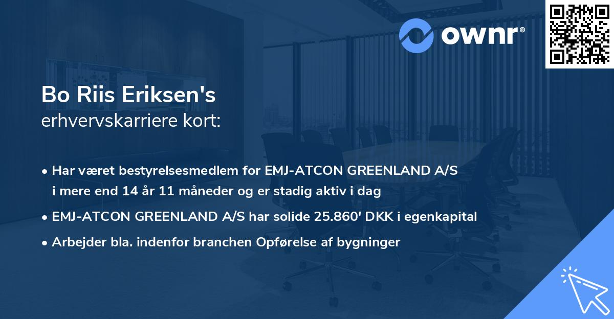 Bo Riis Eriksen's erhvervskarriere kort