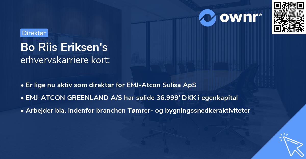 Bo Riis Eriksen's erhvervskarriere kort