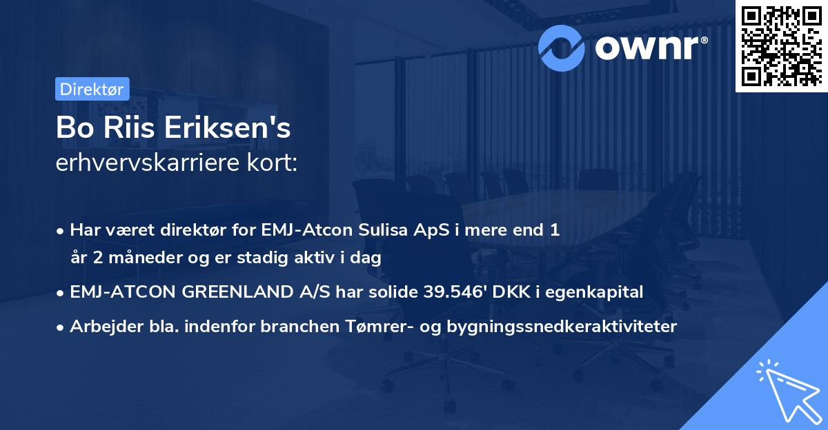 Bo Riis Eriksen's erhvervskarriere kort