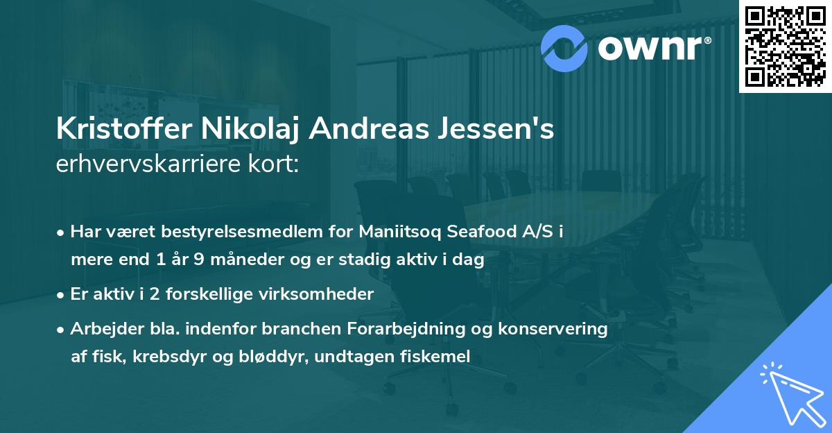 Kristoffer Nikolaj Andreas Jessen's erhvervskarriere kort