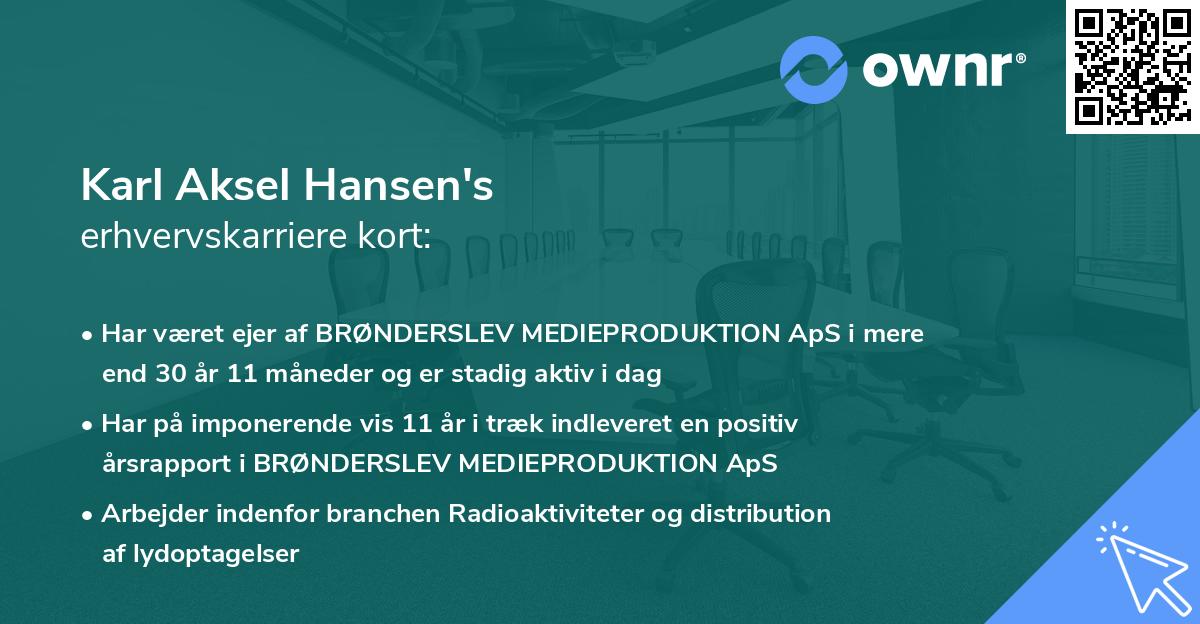 Karl Aksel Hansen's erhvervskarriere kort