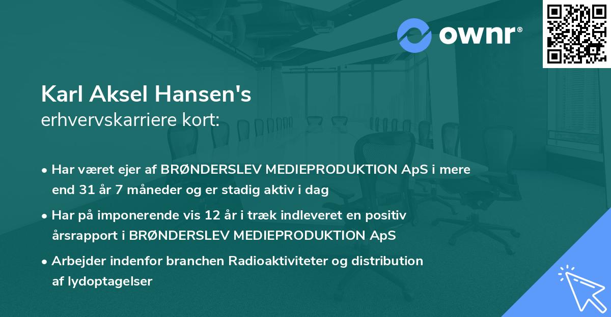 Karl Aksel Hansen's erhvervskarriere kort