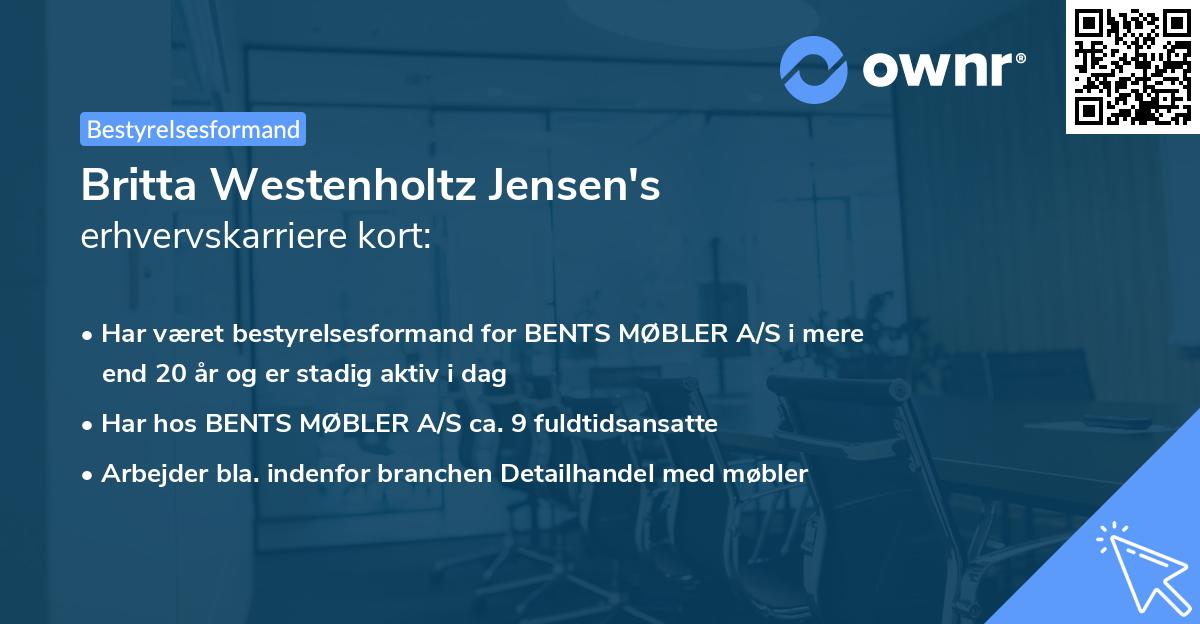 Britta Westenholtz Jensen's erhvervskarriere kort