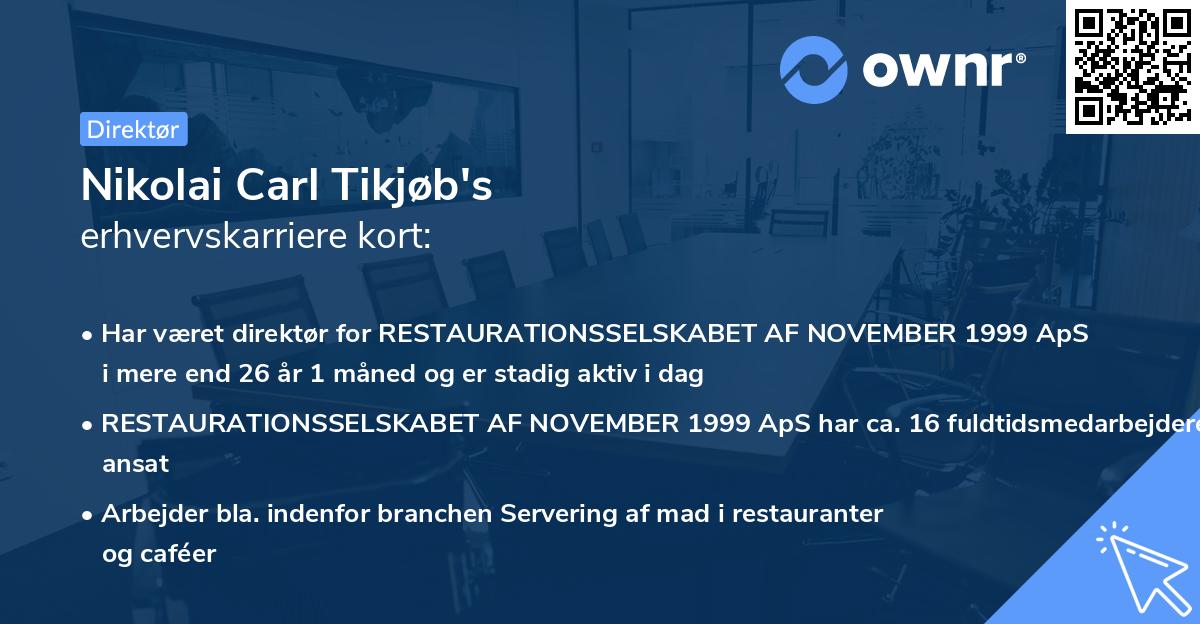 Nikolai Carl Tikjøb's erhvervskarriere kort