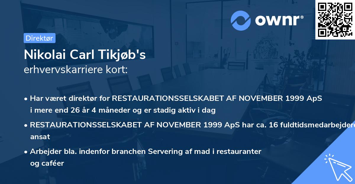 Nikolai Carl Tikjøb's erhvervskarriere kort