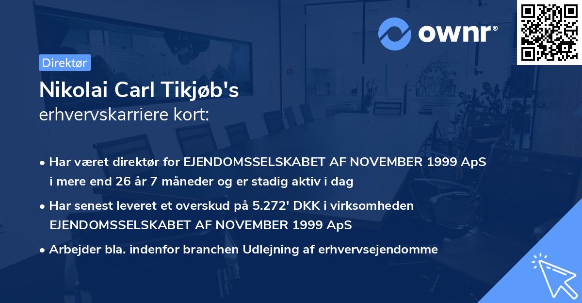 Nikolai Carl Tikjøb's erhvervskarriere kort