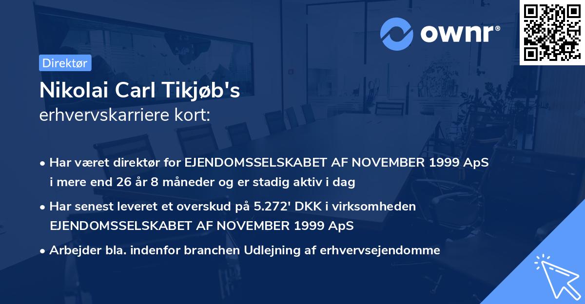 Nikolai Carl Tikjøb's erhvervskarriere kort