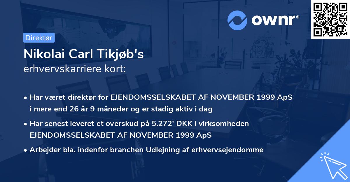 Nikolai Carl Tikjøb's erhvervskarriere kort