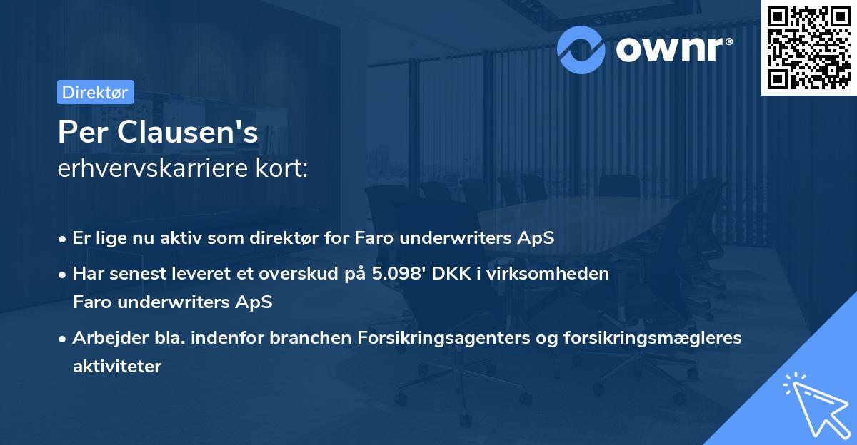 Per Clausen's erhvervskarriere kort