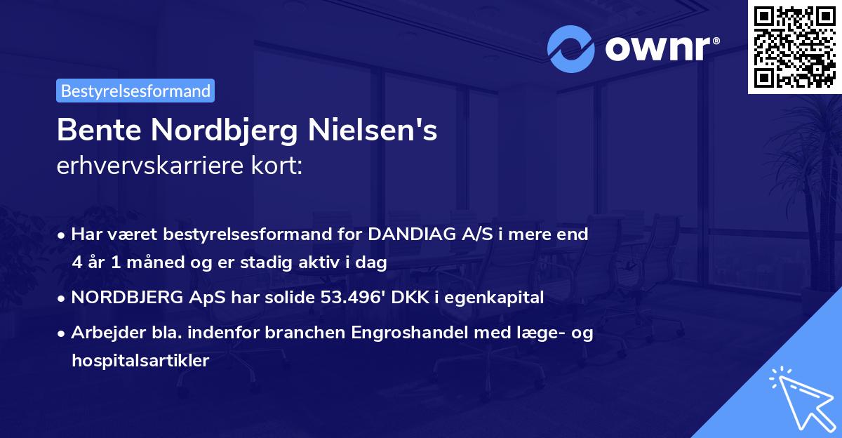 Bente Nordbjerg Nielsen's erhvervskarriere kort