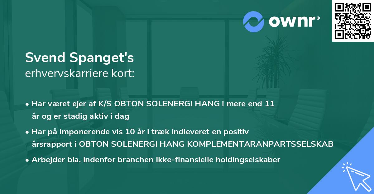 Svend Spanget's erhvervskarriere kort