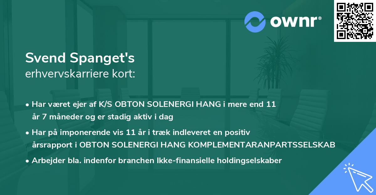 Svend Spanget's erhvervskarriere kort