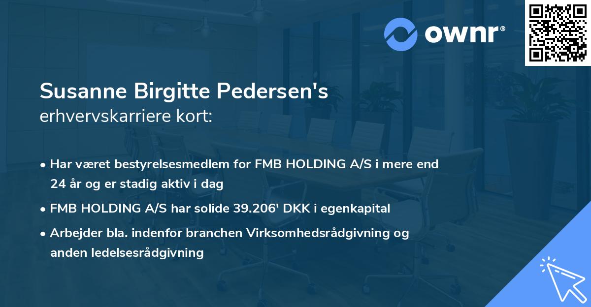 Susanne Birgitte Pedersen's erhvervskarriere kort