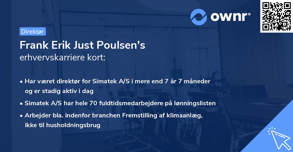 Frank Erik Just Poulsen's erhvervskarriere kort