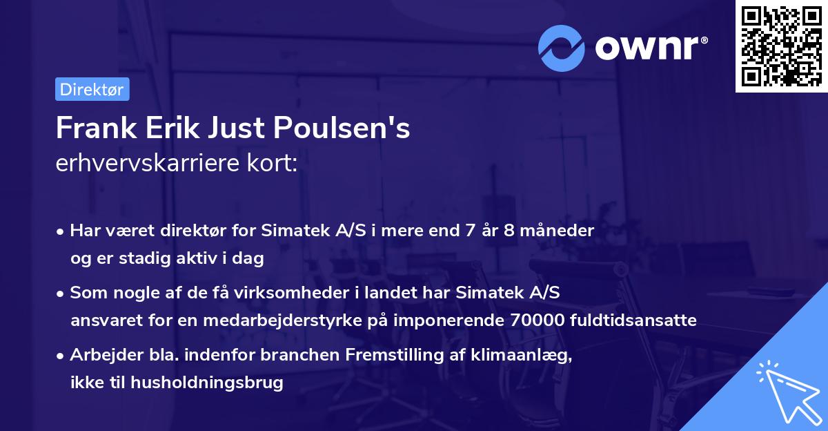 Frank Erik Just Poulsen's erhvervskarriere kort