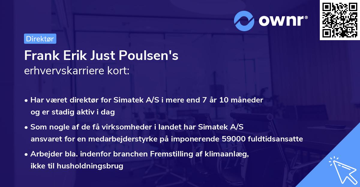Frank Erik Just Poulsen's erhvervskarriere kort