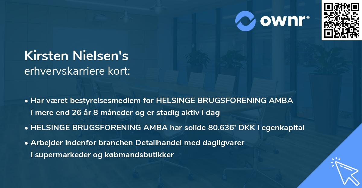 Kirsten Nielsen's erhvervskarriere kort