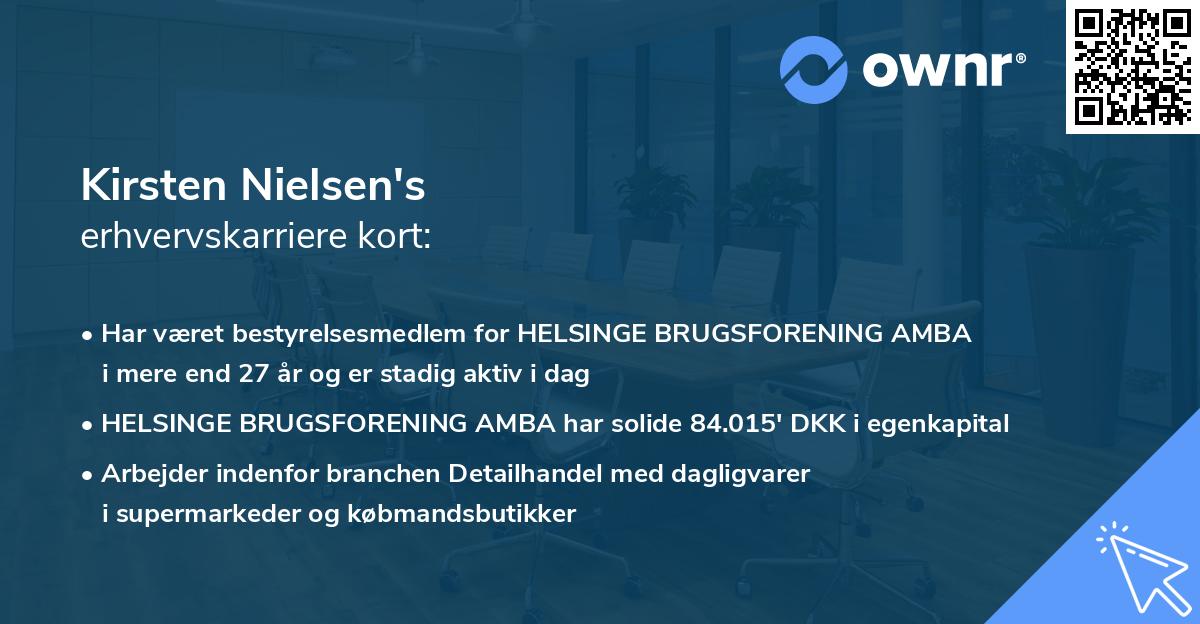 Kirsten Nielsen's erhvervskarriere kort