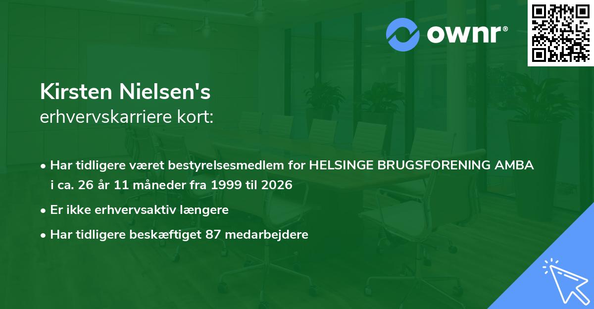 Kirsten Nielsen's erhvervskarriere kort