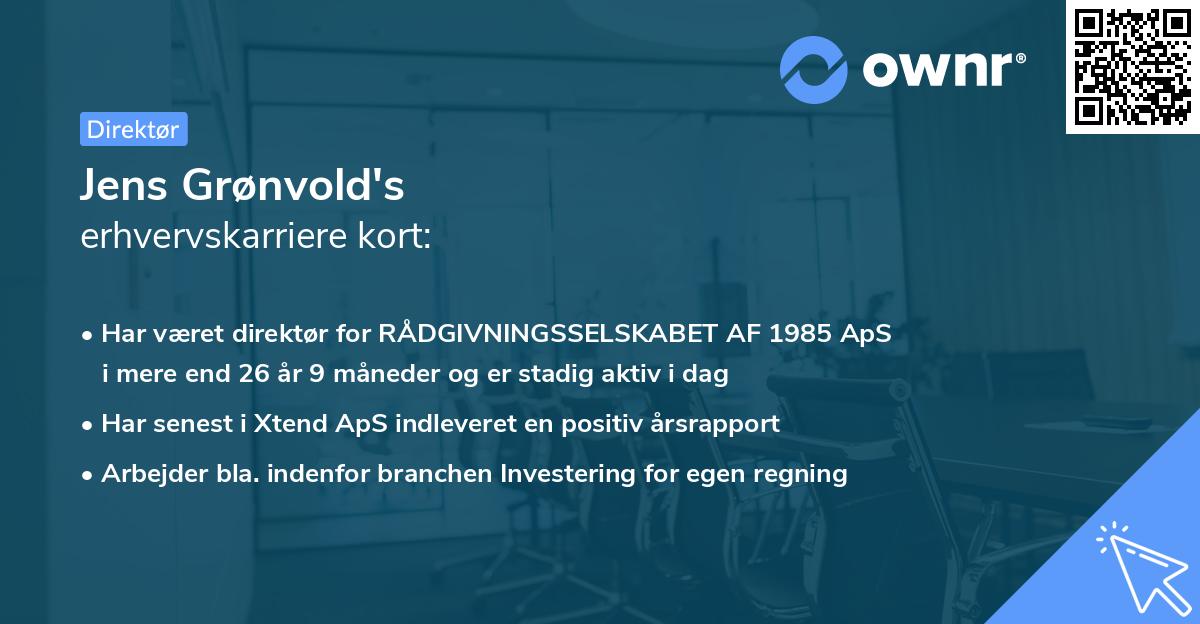 Jens Grønvold's erhvervskarriere kort