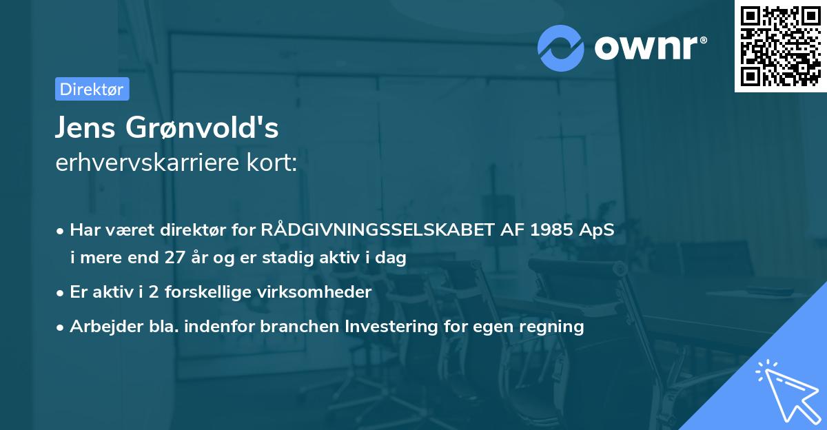 Jens Grønvold's erhvervskarriere kort