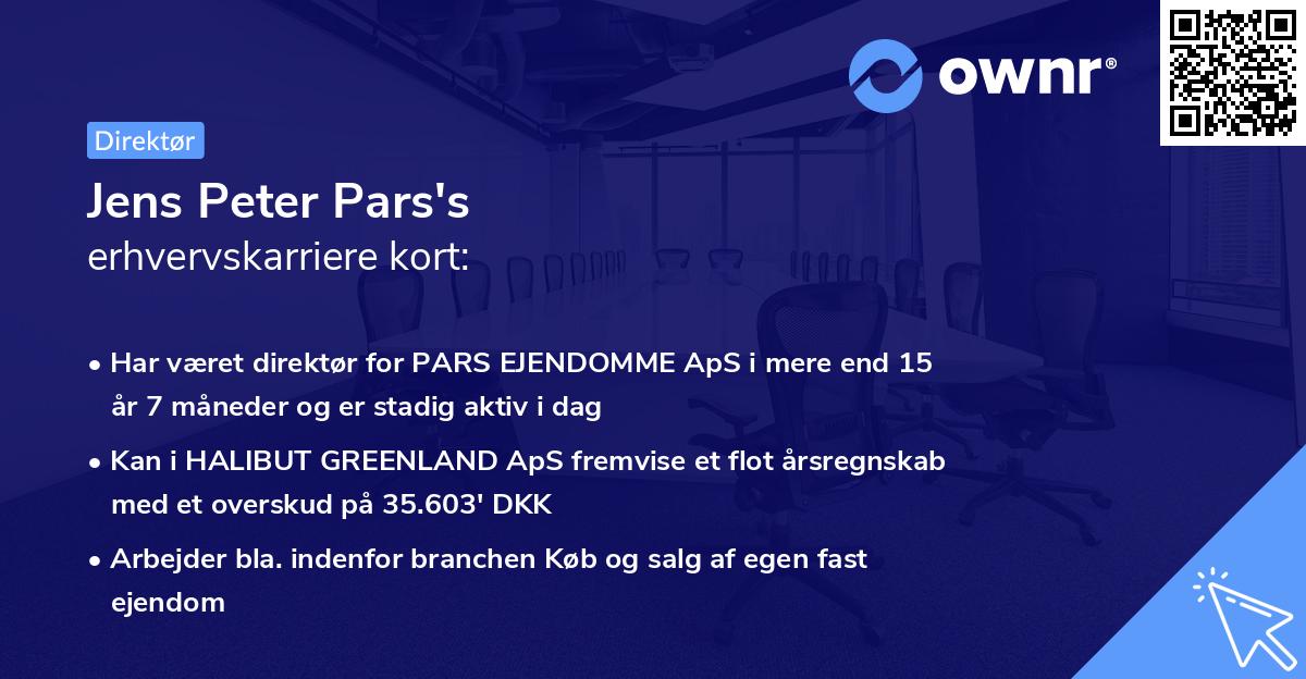 Jens Peter Pars's erhvervskarriere kort