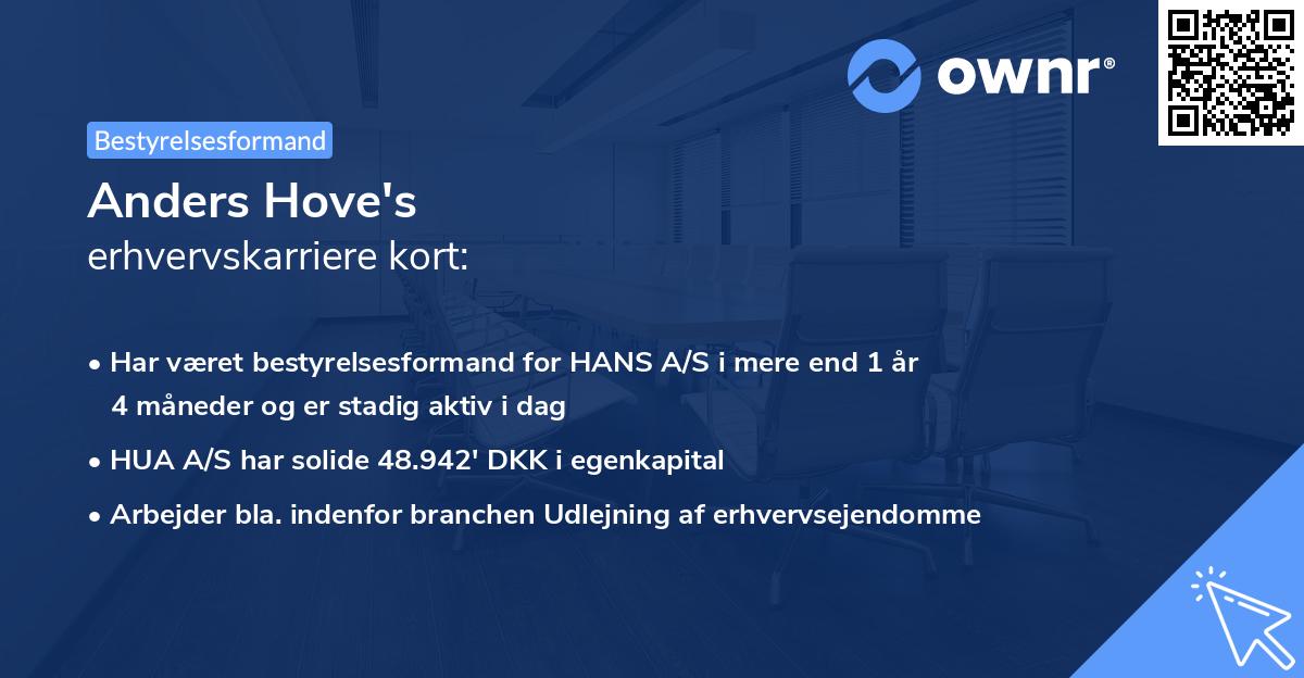 Anders Hove's erhvervskarriere kort