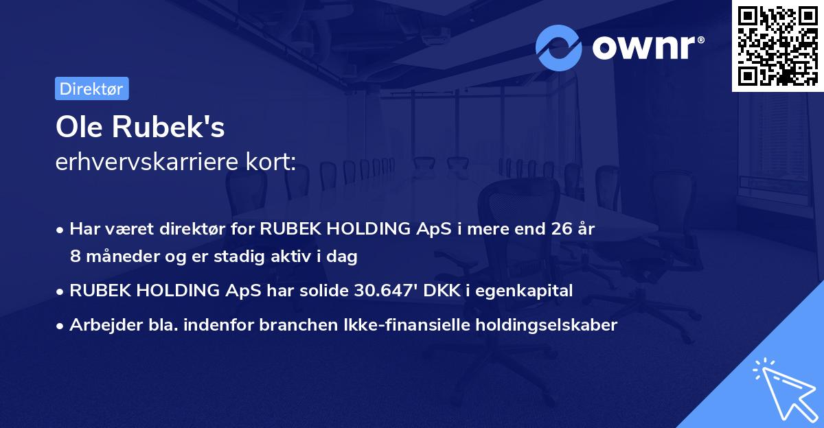 Ole Rubek's erhvervskarriere kort
