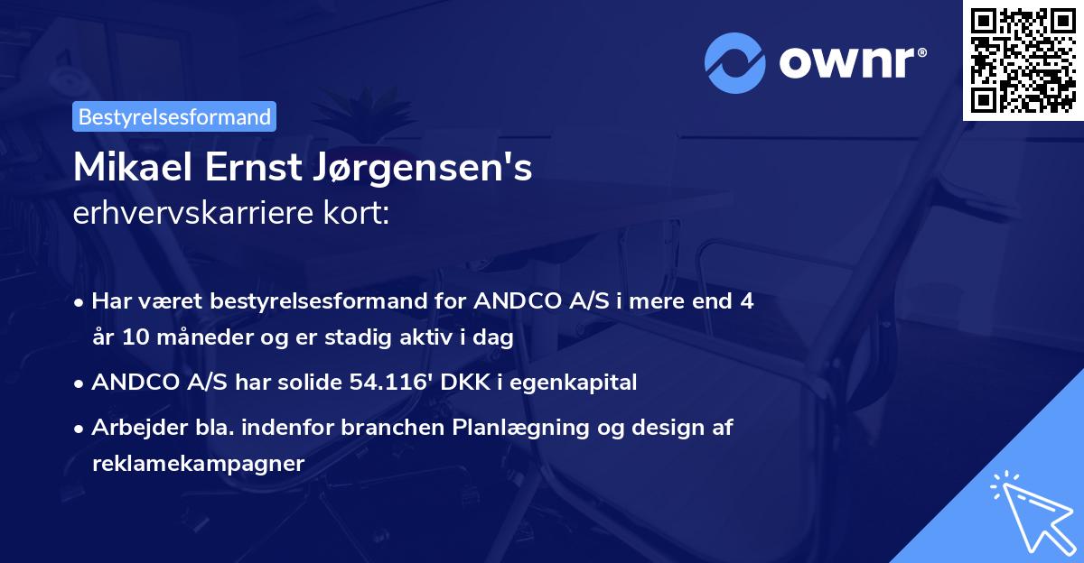 Mikael Ernst Jørgensen's erhvervskarriere kort
