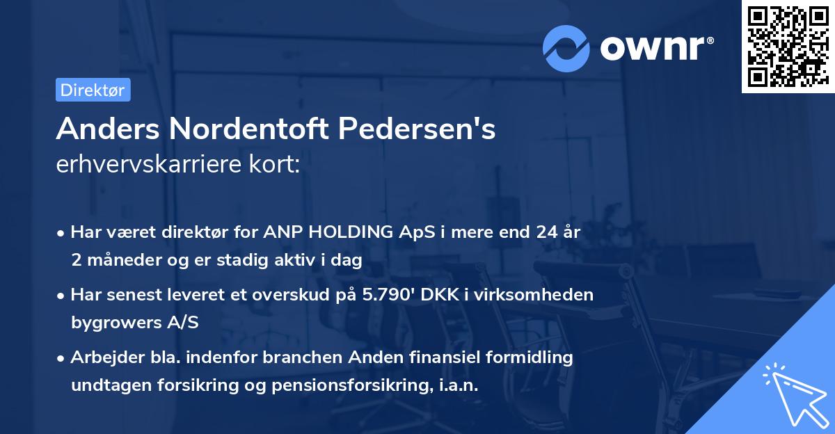 Anders Nordentoft Pedersen's erhvervskarriere kort