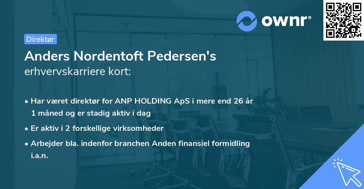 Anders Nordentoft Pedersen's erhvervskarriere kort
