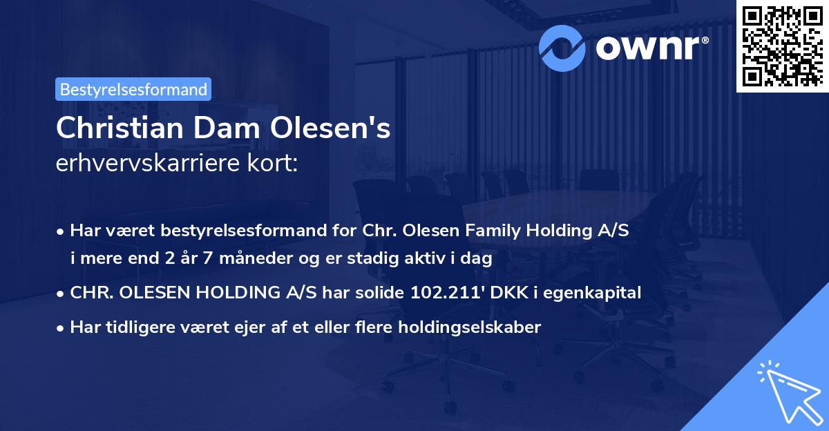 Christian Dam Olesen's erhvervskarriere kort