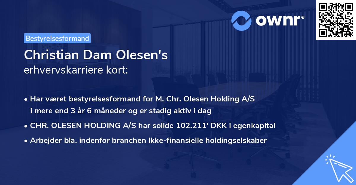 Christian Dam Olesen's erhvervskarriere kort
