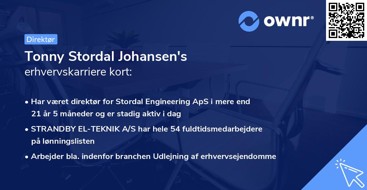 Tonny Stordal Johansen's erhvervskarriere kort