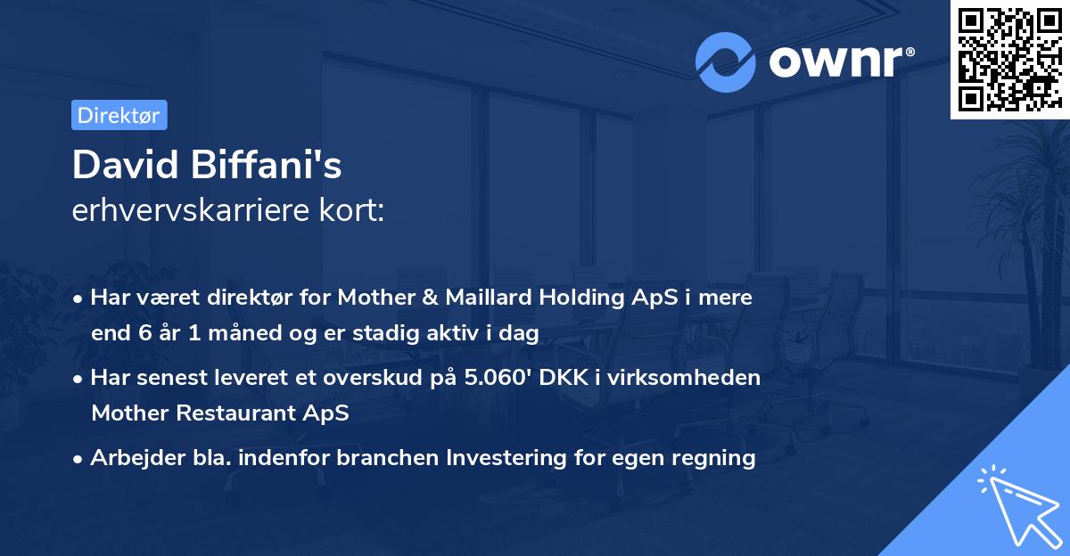 David Biffani's erhvervskarriere kort