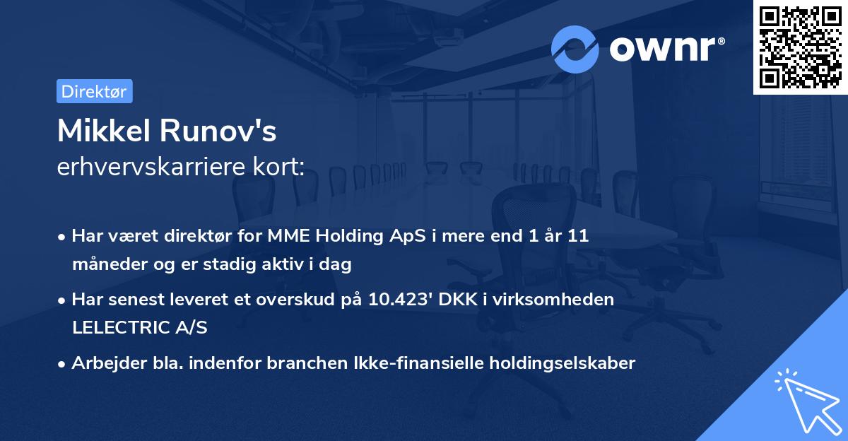 Mikkel Runov's erhvervskarriere kort
