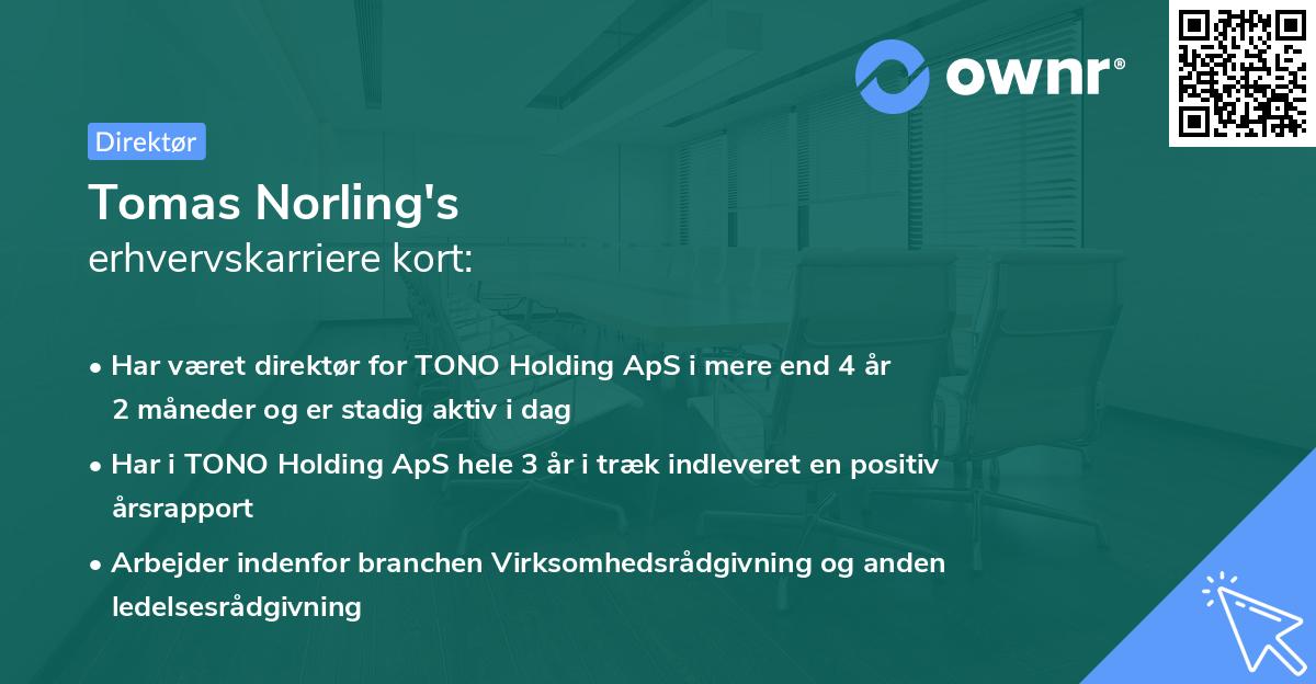 Tomas Norling's erhvervskarriere kort