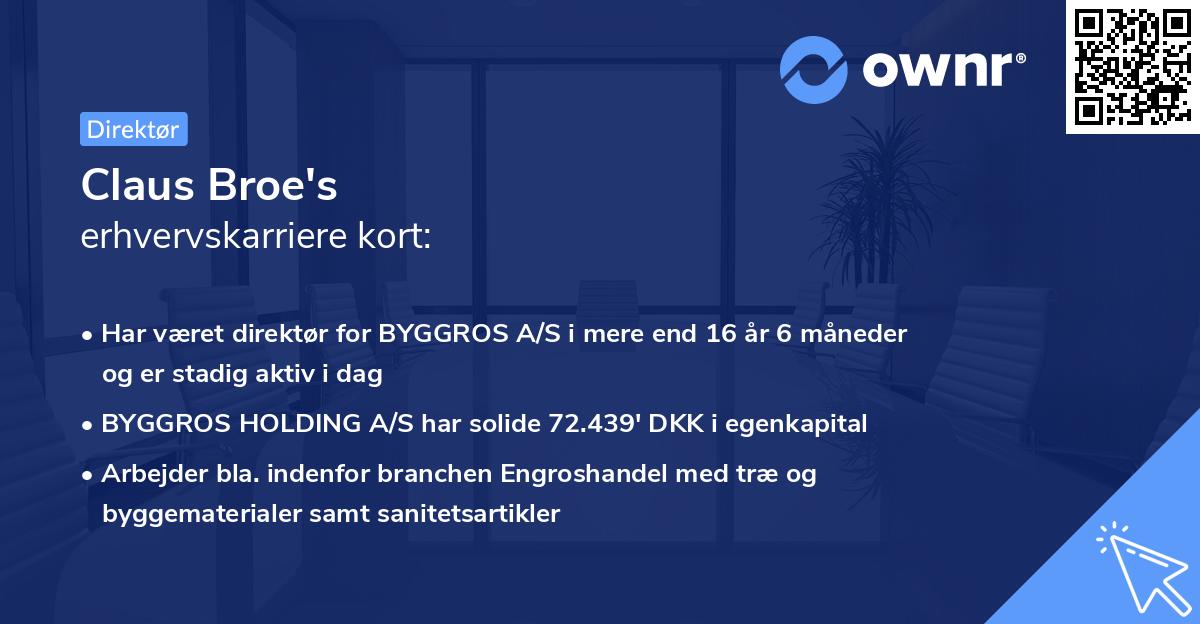 Claus Broe's erhvervskarriere kort