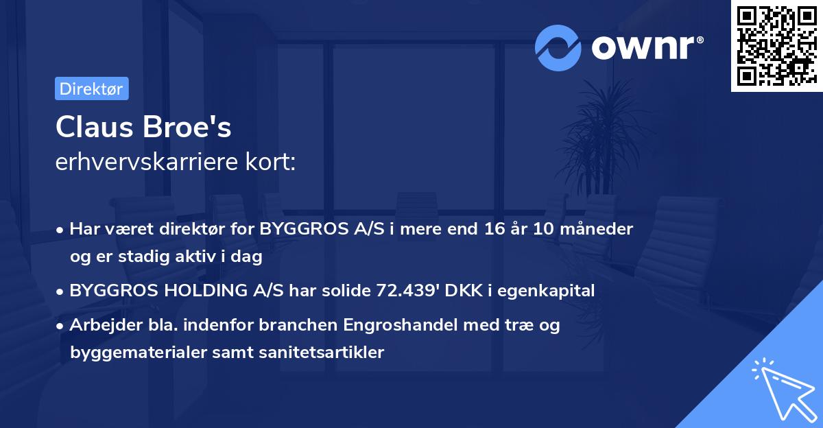 Claus Broe's erhvervskarriere kort