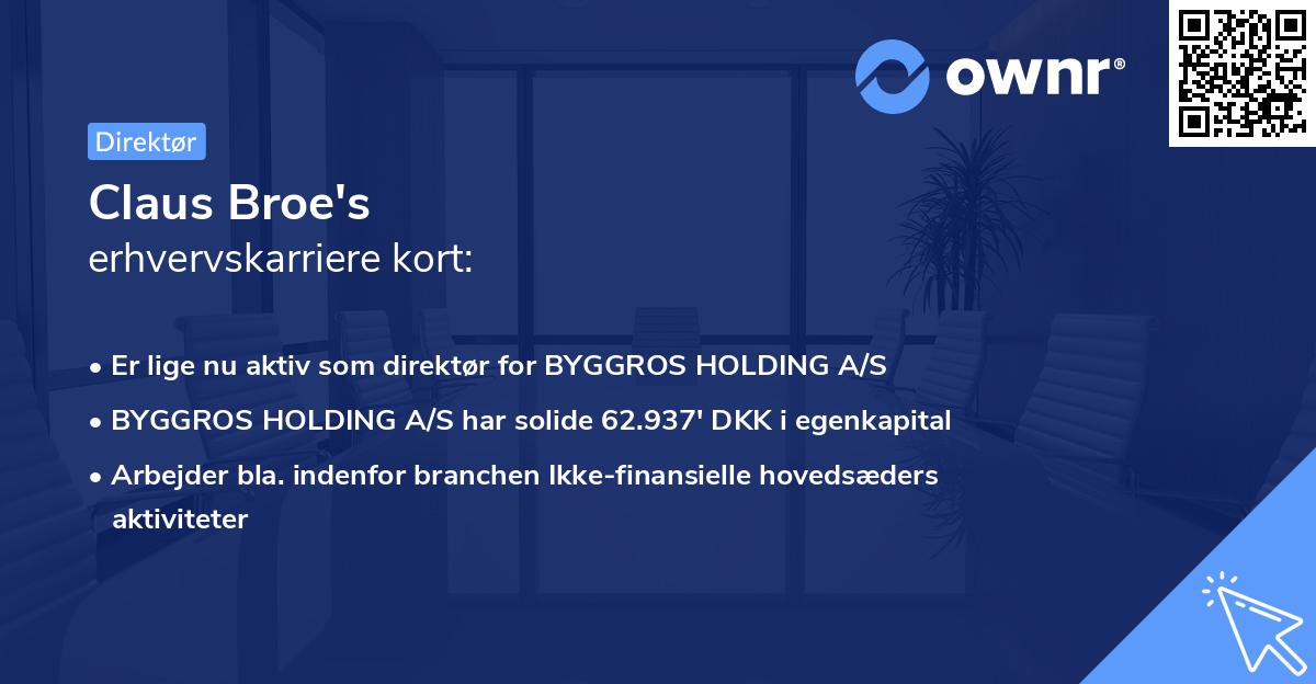 Claus Broe's erhvervskarriere kort