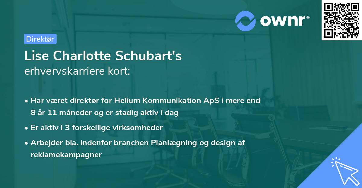 Lise Charlotte Schubart's erhvervskarriere kort