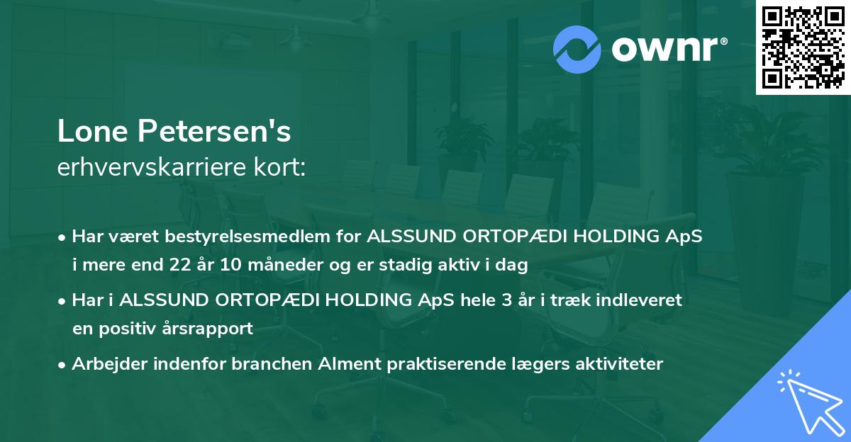 Lone Petersen's erhvervskarriere kort