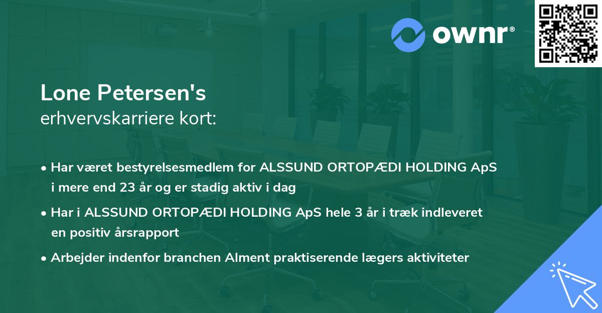 Lone Petersen's erhvervskarriere kort