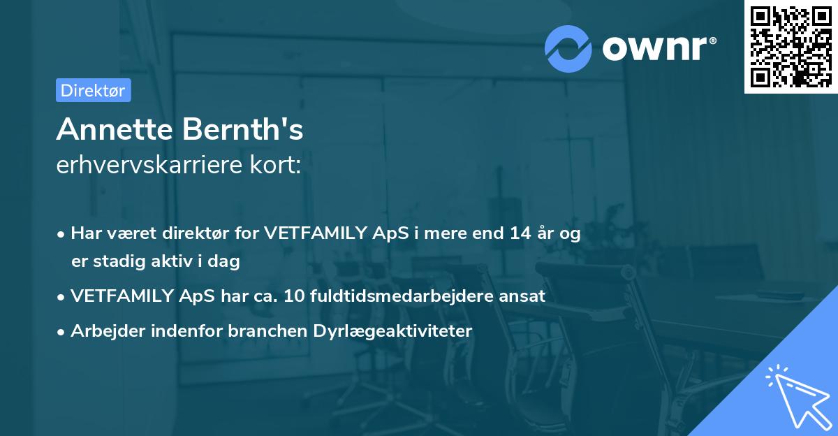 Annette Bernth's erhvervskarriere kort