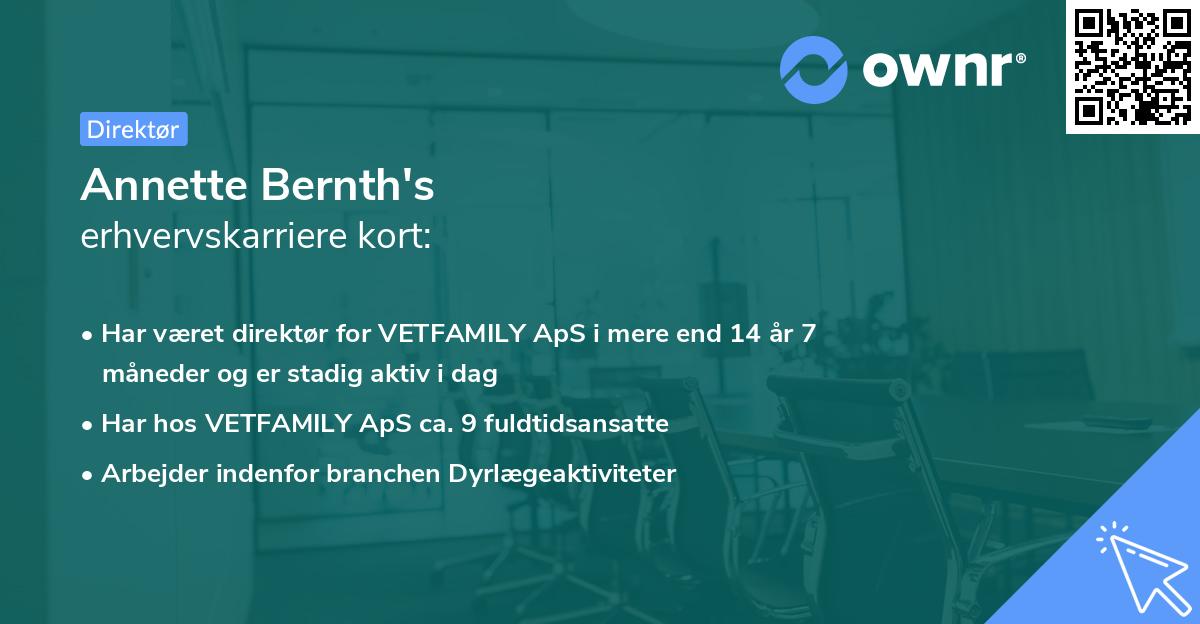 Annette Bernth's erhvervskarriere kort