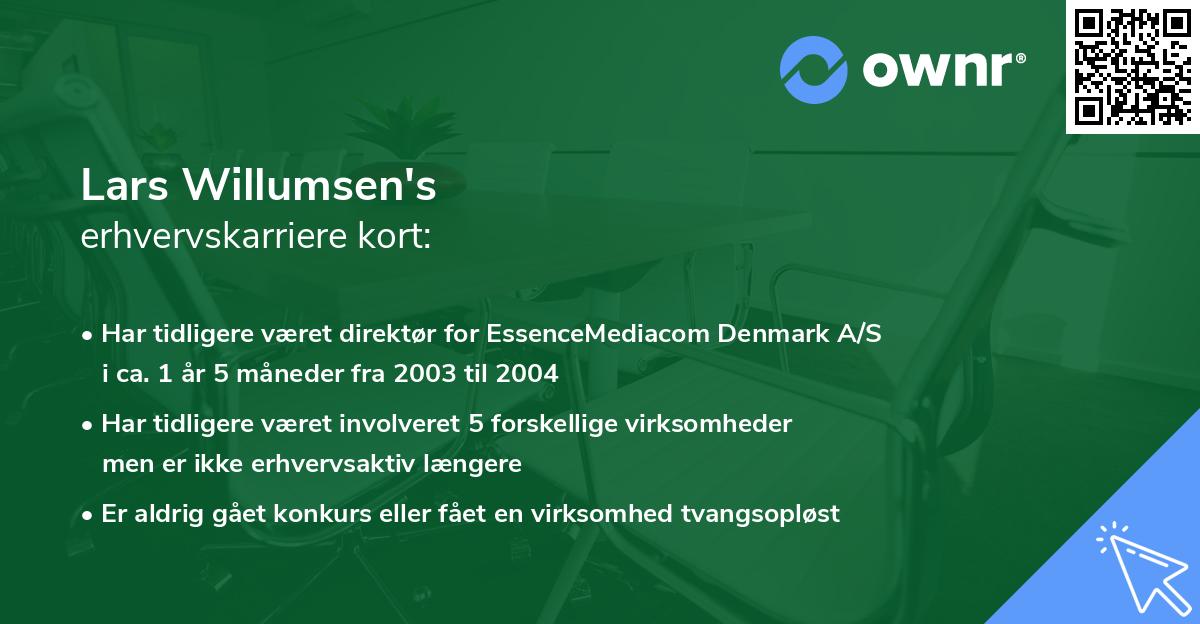 Lars Willumsen's erhvervskarriere kort