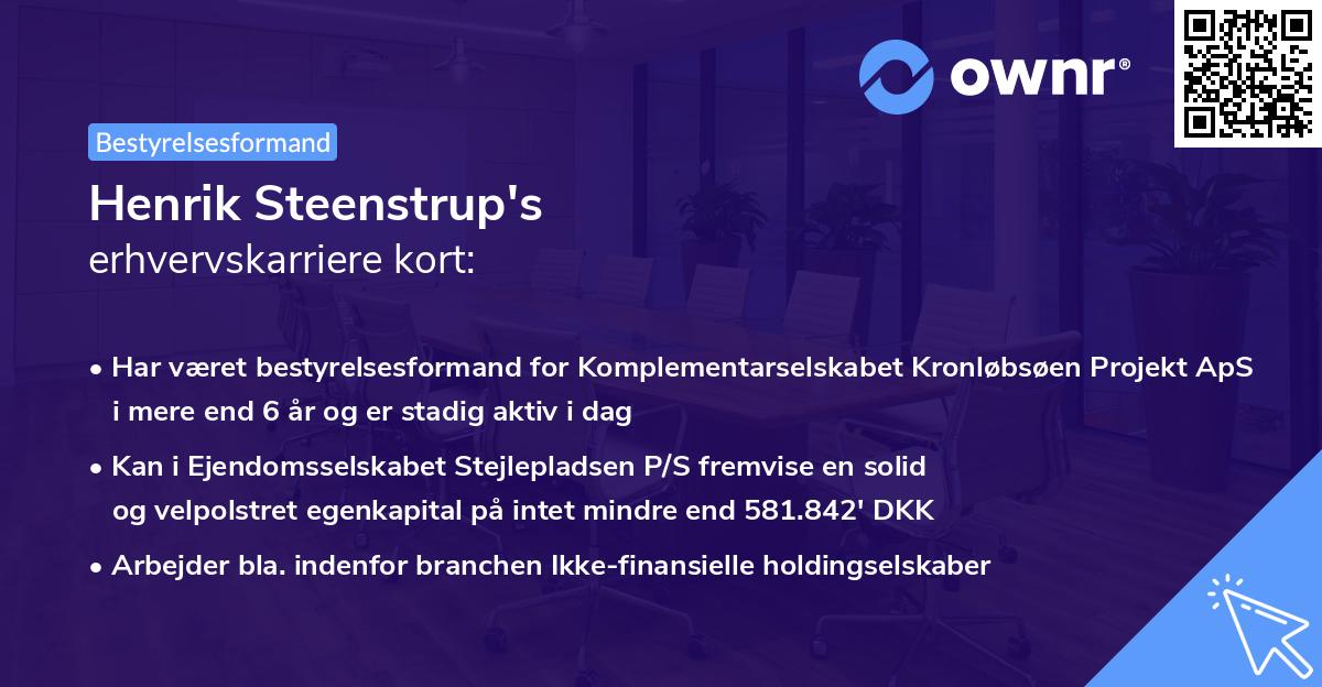 Henrik Steenstrup's erhvervskarriere kort
