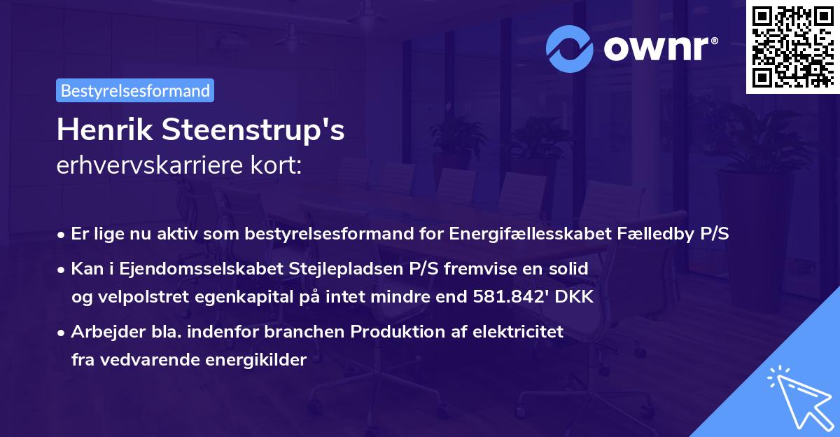 Henrik Steenstrup's erhvervskarriere kort