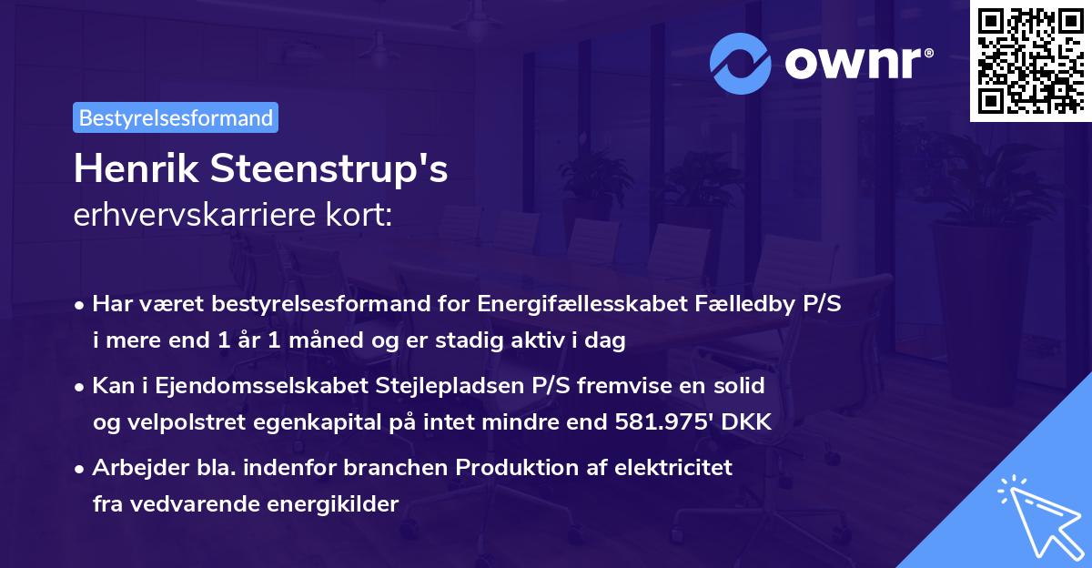 Henrik Steenstrup's erhvervskarriere kort