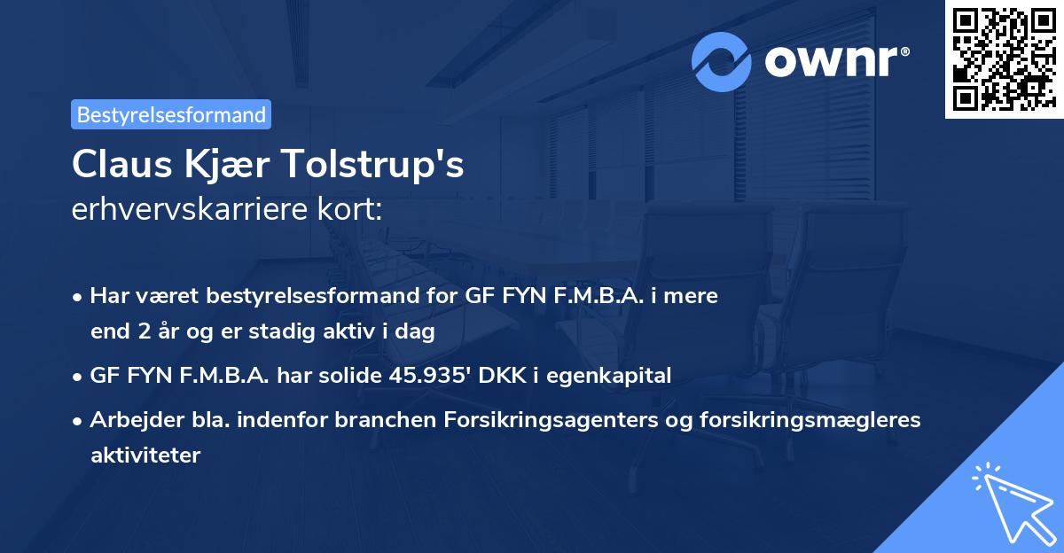 Claus Kjær Tolstrup's erhvervskarriere kort